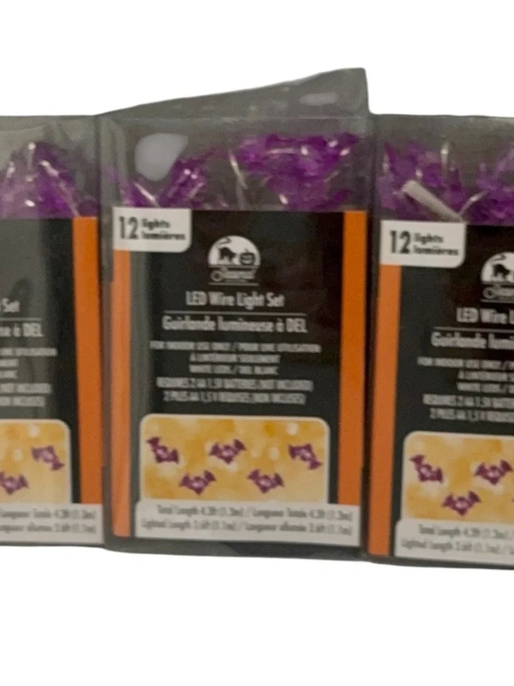 Seasonal Collection Halloween LED Purple Bats String Light Sets, 3 Pack NWT